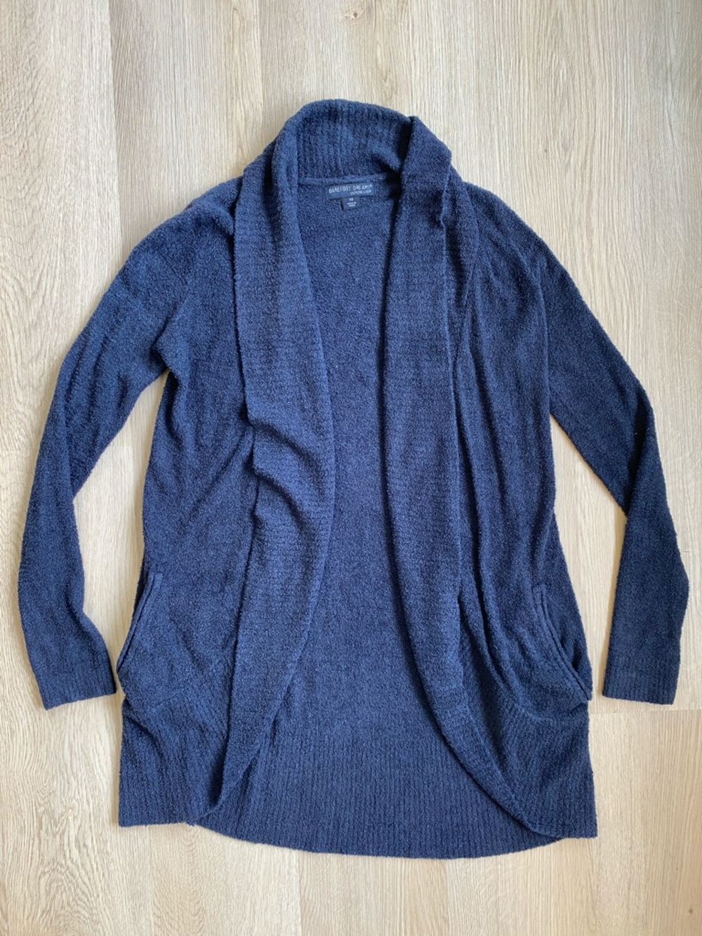 Barefoot Dreams CozyChic Lite Navy Blue Open Front Cardigan XS Soft Lounge Sweat